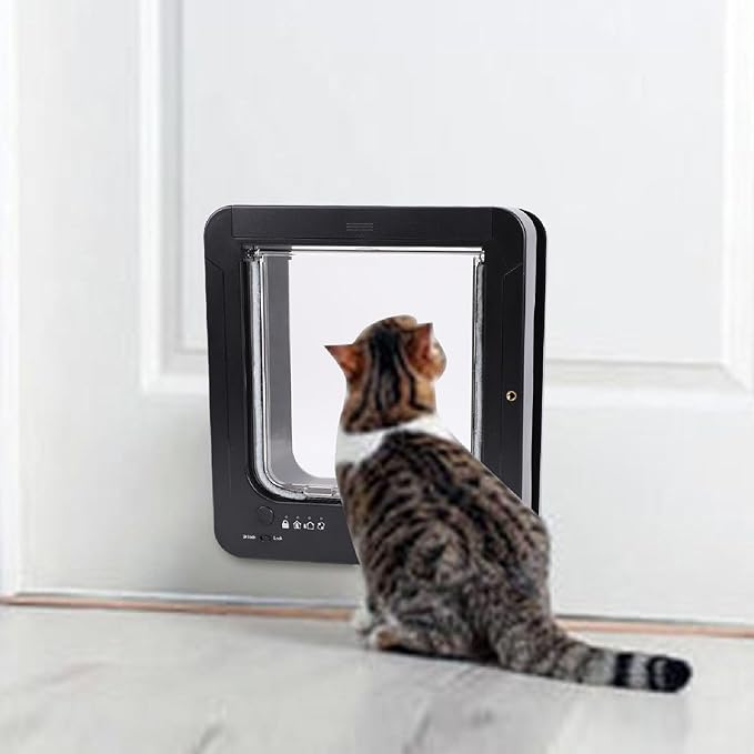 Smart Electronic Pet Door, Automatic Cat Dog Door with 2 Collar Sensor Battery Powered Electronic Sensor with Remote Control for Small Medium Pet