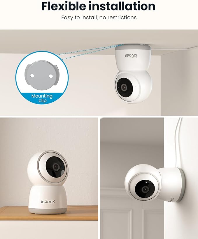 ieGeek 2K Indoor Home Security Cameras,360° Pet Camera with Auto Tracking, Motion & Sound Detection,3MP Night Vision, 2.4G/5G WiFi Dog Camera with Phone App, Cloud & Memory Storage, Works with Alexa