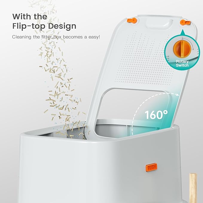 XL Stainless Steel Cat Litter Box Top Entry Extra Large Metal Litter Box with High Side for Big Cats, Multiple Cats, No Odor, Easy to Clean, Anti-Urine Leakage, Dog-Proof, Non-Sticky(Grey)