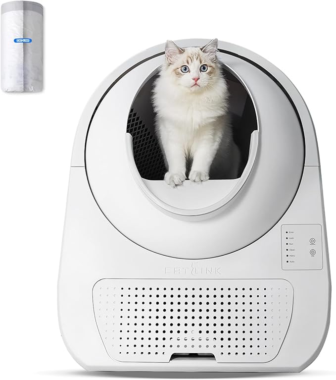 CATLINK Self Cleaning Cat Litter Box, Auto Safety Sensors for Multiple Cats 3.5~22 pounds, Double Odor Removal with Trash Bags(Young Version)