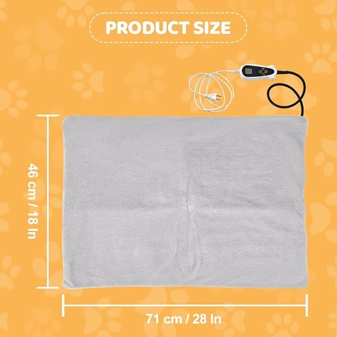 Pet Heating Pad for Cats Dogs with Timer Temperature Adjustable, Electric Heating Mat Indoor, Adjustable Warming Mat, Waterproof Heated Bed with Chew Resistant Steel Cord,Pet Heated Mat