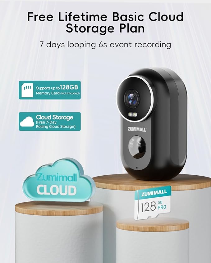 ZUMIMALL Solar Security Cameras Wireless Outdoor, 2K Outdoor Camera Wireless Solar Powered, 2.4G WiFi Battery Camera, 3MP Color Night Vision, Magnetic Mount,Siren,PIR/AI Analyse, IP66, Cloud, Alexa