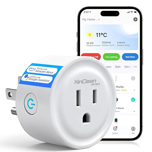 Smart Plug, WiFi Smart Outlet Works with Alexa & Google Assistant, Bluetooth WiFi Socket with Timer & APP Remote Control for Home, 2.4GHz Network Only, FCC Listed Wireless Outlet Plug