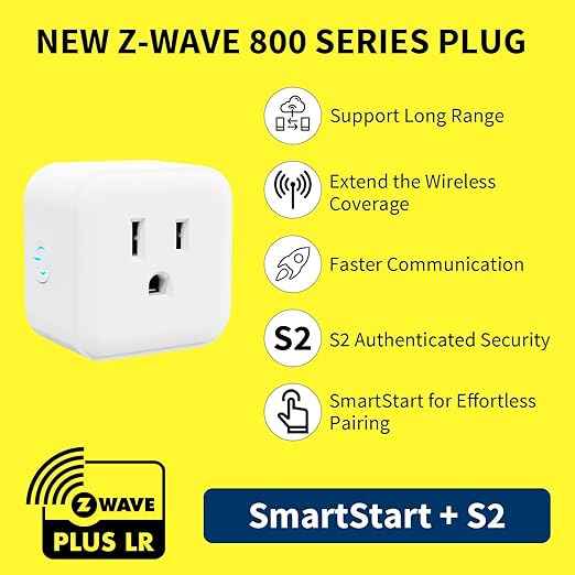 Minoston Z-Wave Plug Outlet 800 Series, Zwave Mini Smart Plug in Socket, 15A, Z-Wave Hub Required, Built-in Repeater and Range Extender, Compatible with SmartThings, Wink, FCC and ETL Listed (MP21Z)