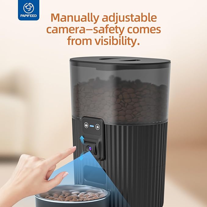 PAPIFEED Automatic Cat Feeder with Camera, Adjustable Angle 2.4G WiFi Pet Feeder,3.5L/15 Cup Timed Dispenser,Timed Feeder for Remote Feeding with Stainless Steel Bowl up to 10 Meals Per Day with APP