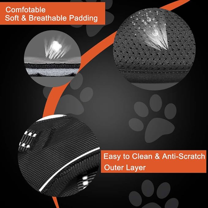 PHOEPET No Pull Dog Harnesses for Small Puppies Reflective Adjustable Front Clip Vest with 2 Metal Leash Attachment Hooks Soft Handle (S, Black)