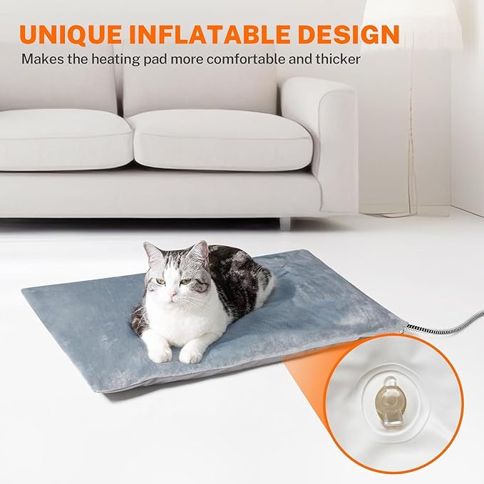 Toozey Outdoor Pet Heating Pad 35x24in,Extremely Waterproof Heated Bed for Dogs and Cats, Thermostatic Control, Chew-Resistant Cord, Soft Electric Blanket with Overheat Protection
