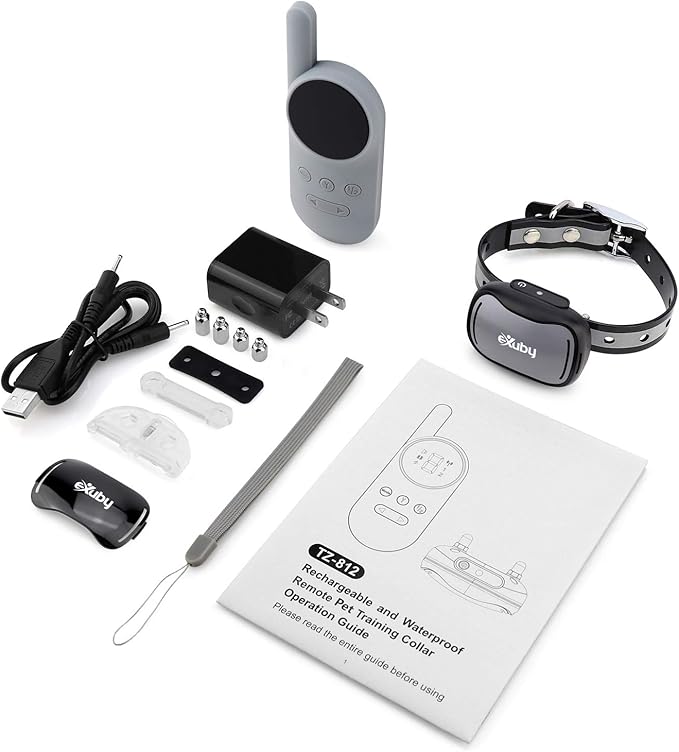 eXuby - Tiny Shock Collar for Small Dogs 5-15lbs - Smallest Collar on The Market - Sound, Vibration, & Shock - 9 Intensity Levels - Pocket-Size Remote - Long Battery Life - Water-Resistant - Gray