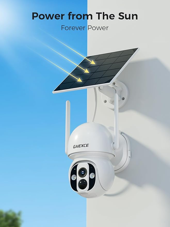Solar Security Camera Outdoor Wireless WiFi Pro, 4MP Color Night Vision, AI/PIR Motion Detection, 360 PT, 2-Way Audio, IP66, 2.4/5GHz, SD/Cloud Storage, Compatible with Alexa, Mobile App & HomeBase