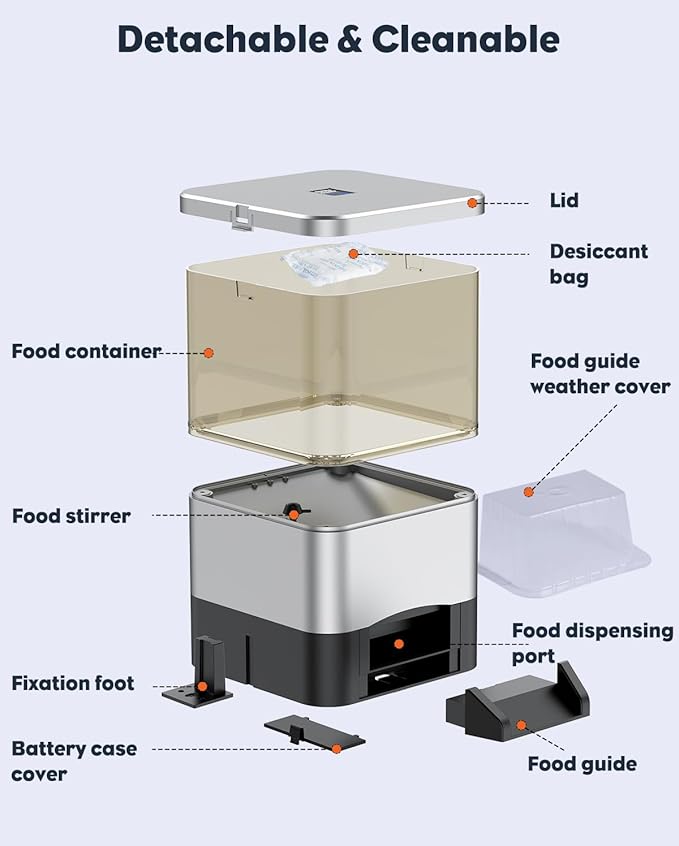 Pawfly Automatic Fish Feeder - Large Capacity Vacation Timer, Moisture-Proof Outdoor Koi Fish Feeder, Battery Powered