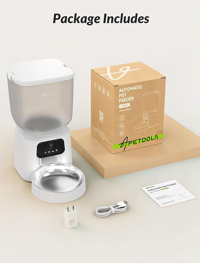 Automatic Cat Feeder with Camera, 4L Timed Cat Food Feeder,2-Way Audio & App Remote Control,Desiccant Bag,Auto Pet Dispenser for Cats and Dogs