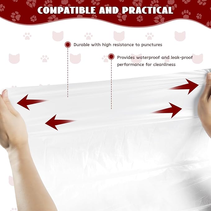 80 Count Self-Cleaning Litter Box Liners for MeoWant MW-SC01/MW-SC02, Extra-Thick Drawstring Trash Bags 17.7x19.68 in, Odor-Proof Cat Waste Disposal