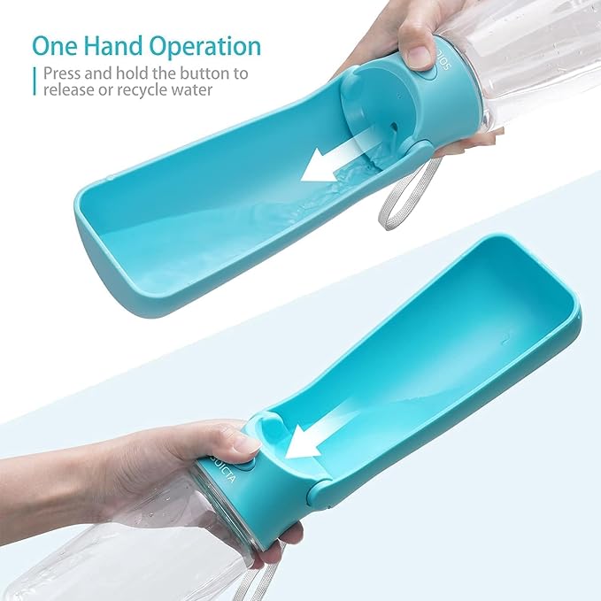 Portable Dog Small Animals Water Bottle for Walking 19 OZ or 12 OZ Pet Water Bottles for Puppy Medium Large Dogs Little Animals Water Dispenser Dog Small Animals Water Bowl (19OZ Blue)