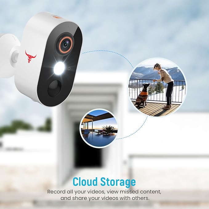 Outdoor Security Camera, Battery Powered Wireless Camera, Cloud Storage Sold Seperately, Color Night Vision, 2-Way Audio, Smart AI Motion Detection, 2.4G only (1 Light, 1 Pack)