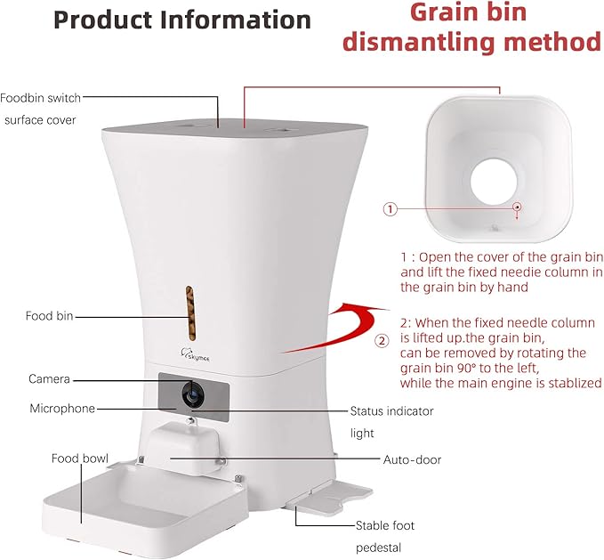 12L Smart Automatic Dog Feeder Large Breed with Camera, 5G WiFi Automatic Cat Feeders Food Dispenser 1080P Full HD Pet Camera Treat Dispenser with Night Vision and 2-Way Audio
