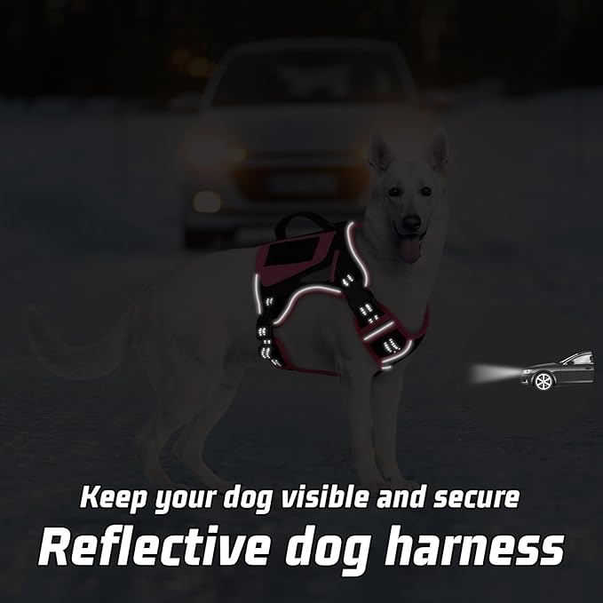 WINGOIN Tactical Dog Harness for Small Dogs, No Pull Harness with Handle Pockets Poop Bag, Reflective Dog Vest, Military Heavy Duty Big Dog Harness for Walking Hiking Training (Black Pink, S)