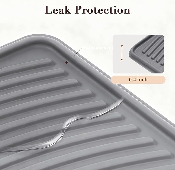 Mora Pets Cat Litter Mat, Extra Large 40" X 28" Silicone Litter Box Mats, Waterproof, Non-Slip, Scatter Control, Easy to Clean, Soft on Kitty Paws, XL, Grey