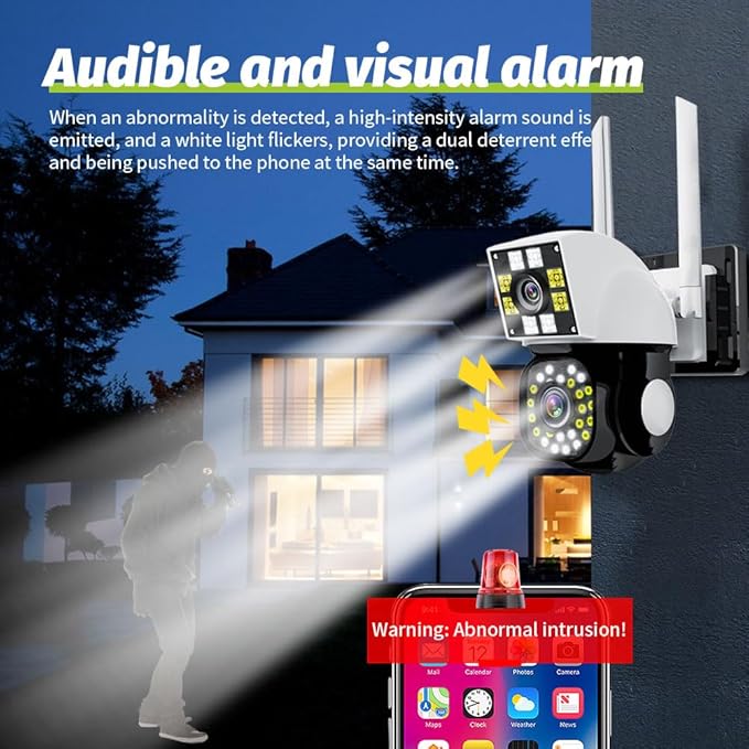 1080P Dual Lens Indoor Outdoor Security Camera,2MP WiFi Cameras for Home,Waterproof,AI Detection,Color Night Vision,Two-Way Audio