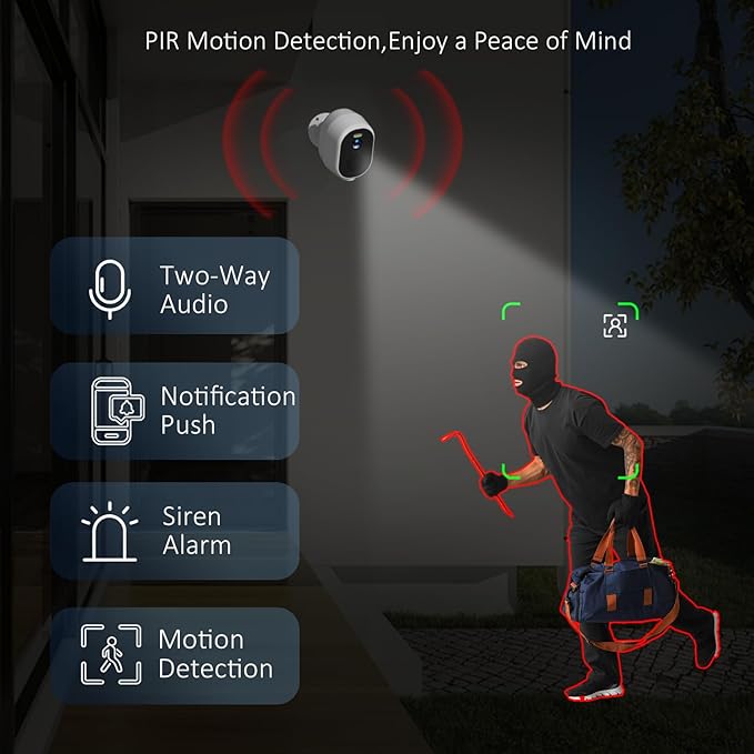 Security Cameras Wireless Outdoor 5G/2.4G WiFi, 2K Indoor Home Camera with AI Motion Detection, Color Night Vision, Siren,Waterproof, 2-Way Talk,Works w/Alexa&Google Assistant,SD/Cloud