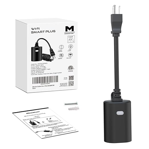 Minoston Outdoor Smart Plug, WiFi Outlet, IP65 Weatherproof, Compatible with Alexa, Google Assistant, Timer & Countdown by Smart Life APP, No Hub Required, FCC Certified, 2 Pack (MP22W)