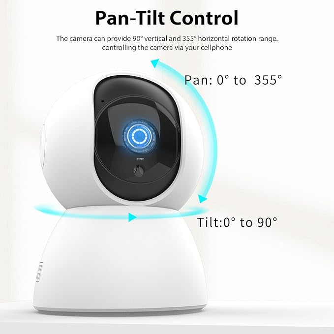 3MP Security Camera 2.4G WiFi Smart Indoor Monitoring Cam with Night Viewing 2-Way Audio Phone APP Remote Control Motion Detection for Pet Home Security Monitor Intelligent Alarm System