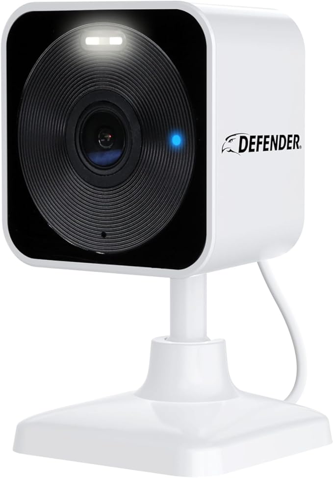 Defender GO 2K AI Powered Plug-in Indoor/Outdoor Home Business, Pet, Baby Camera, AI Detection, Dual Band Connection, Spotlight/Siren, Color Night Vision, 2-Way Talk, Works w/ClearVu App