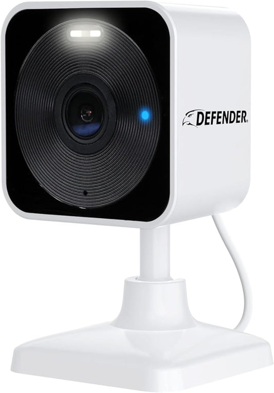 Defender GO 2K AI Powered Plug-in Indoor/Outdoor Home Business, Pet, Baby Camera, AI Detection, Dual Band Connection, Spotlight/Siren, Color Night Vision, 2-Way Talk, Works w/ClearVu App