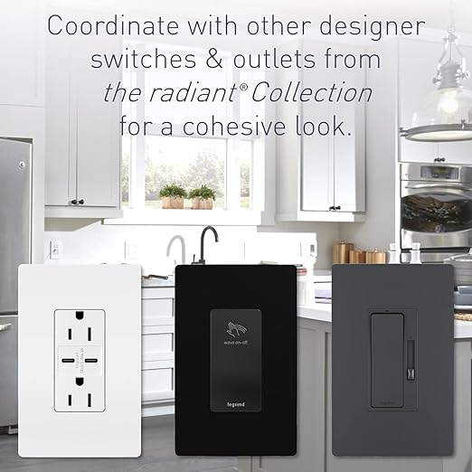 Legrand radiant 885TRWCC12 15 Amp Tamper Resistant Decorator Duplex Outlet, Side Wire or Push Wire, White (1 Count)