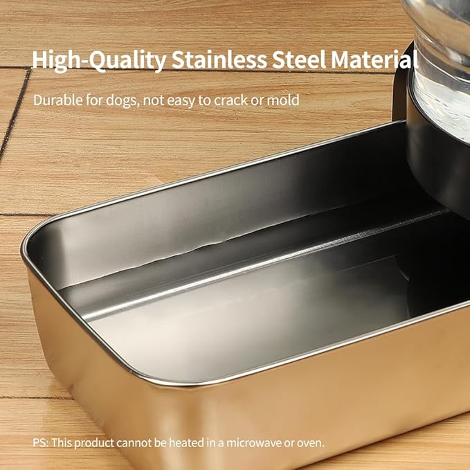 PAKEWAY Automatic Stainless Steel Pet Waterer, Gravity Water Bowl 1.5 Gal/5.7L Large Capacity Dispenser for Cats & Small to Medium Dogs (3 Filters)