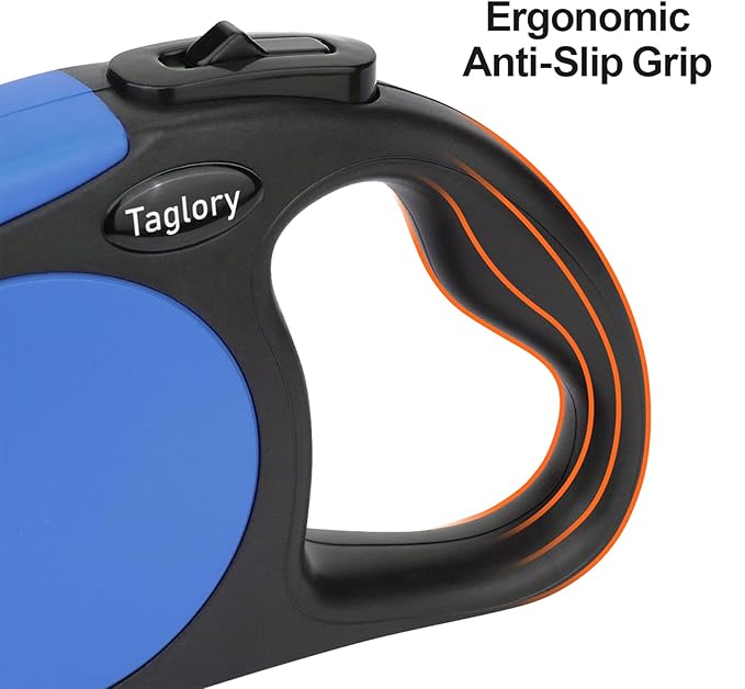 Taglory Retractable Dog Leash, 16ft No Tangle Leash Retractable for Small Medium Dogs Up to 44 lbs, One-Handed Brake, Pause, Lock, Blue