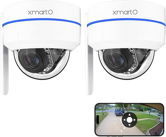 xmartO [2-Pack AI Tracking Ceiling CAM 2K HD Metal Dome PTZ Wireless Security Camera with Automatic Tracking, 2-Way Audio and Night Vision (Standalone WiFi Camera, NOT add-on CAM to NVR)