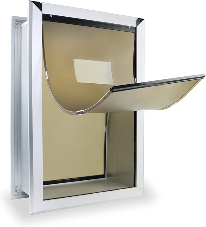 Extra Large Dog Door for Walls Heavy Duty Aluminum Doggy Door with Telescoping Tunnel Energy Efficient Double Flaps Pet Door for Large and Extra Large Doggies Up to 220 lbs, Weatherproof