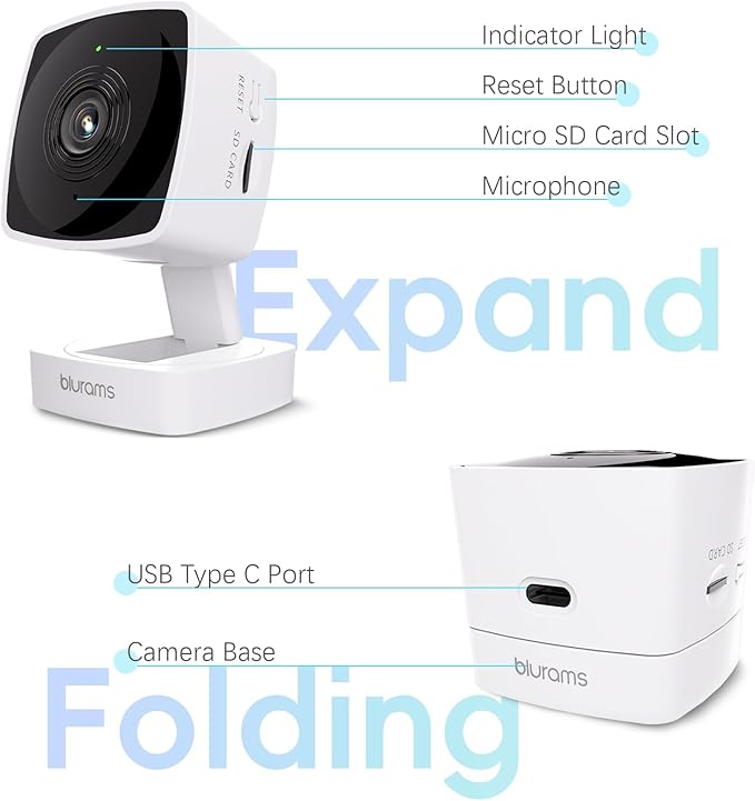 blurams 5GHz Cameras for Home Security, 2K Security Camera Indoor, Pet Camera with Phone App, Indoor Camera w/AI Motion Detection, 2-Way Audio, Compatible with Alexa&Google Home, WiFi 6