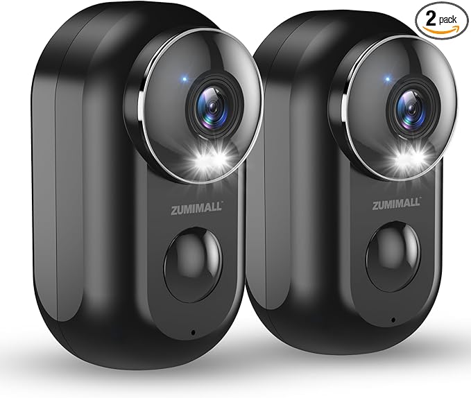 ZUMIMALL Security Cameras Wireless Outdoor, 2 Packs, 2K Cameras for Home Security, Outdoor/Indoor Camera Battery Powered, 2.4G WiFi, Magnetic Mount,3MP Color Night Vision/Siren/PIR/AI/Cloud/Alexa