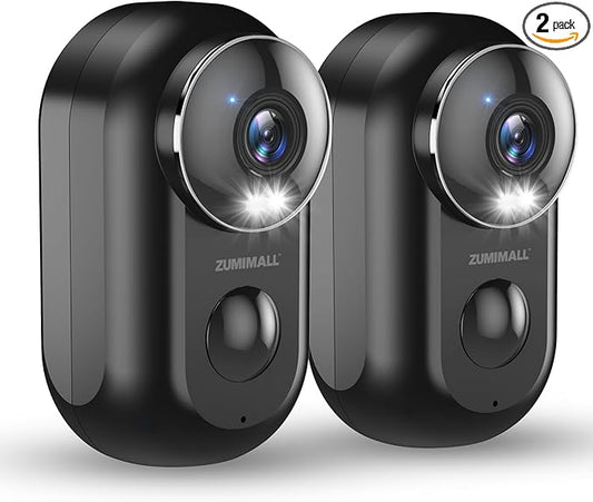 ZUMIMALL Security Cameras Wireless Outdoor, 2 Packs, 2K Cameras for Home Security, Outdoor/Indoor Camera Battery Powered, 2.4G WiFi, Magnetic Mount,3MP Color Night Vision/Siren/PIR/AI/Cloud/Alexa