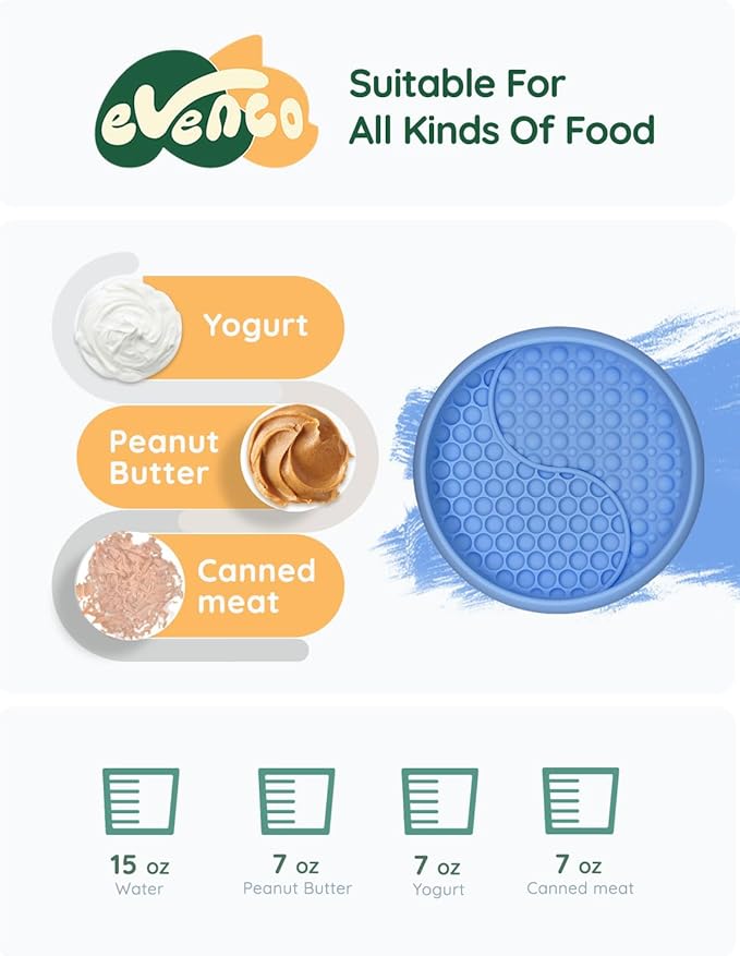 Lick Mat for Dogs, Silicone Slow Feeder Licking Mat with Non-Slip Suction Cups, Freeze-Friendly Lick Bowl for Enrichment Play, Anxiety Relief & Keeps Busy (8.0" x 1.4" Light Blue)