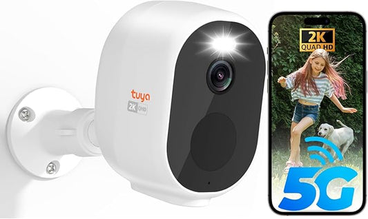 Rraycom 5G&2.4G Security Cameras Wireless Outdoor,Tuya Smart Camera, with AI Motion Detection,2K Color Night Vision, 2-Way Audio, Waterproof, SD/Cloud, Works w/Alexa