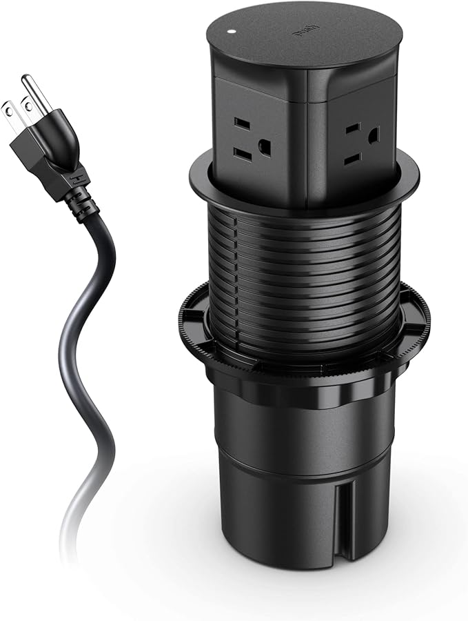 Jgstkcity Pop up Outlet for Kitchen Counter Island,Pop Out Outlet Station with 15 Amp Receptacle Outlet, Splash Resistant,3.15" Diameter,Conference Table Power Hub,ETL Listed