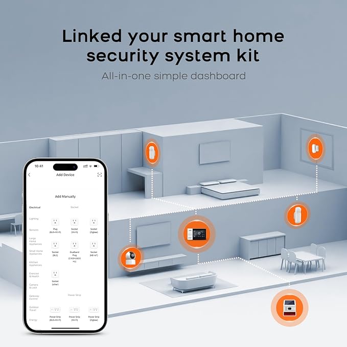 LWOHSI Alarm System for Home Security,Wireless 4.3" Fulltouch Screen Home Alarm Kits with Tuya APP Remote Alert,Door Sensors,Moiton Detector,Compatible with Alexa/Google Assistant for Villa,Apartment