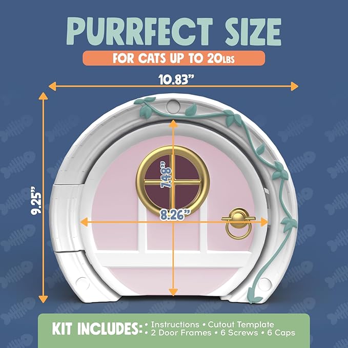 Gnome® Door Cat Door for Interior Doors - Stylish & Functional with No Flap, Lockable, and Easy Installation, Spacious Large Kitty Door for Cats Up to 20 lbs, Private and Comfortable Pet Door