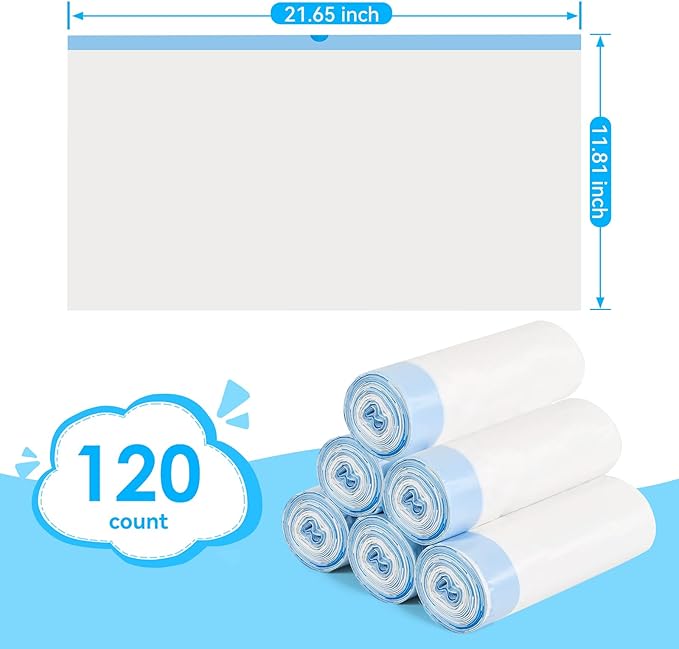 Cat Litter Bags 120 Count, 26.37"x15.74" Drawstring Close Litter Box Liners for Automatic Litter Box,Thick Cat Poop Bags,Easy to Clean,Heavy Duty Robot Bag for Self-Cleaning Box