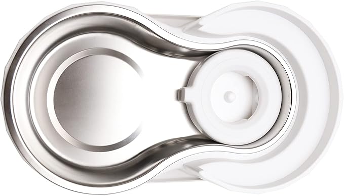 RIZZARI Dog Water Bowl Dispenser: 5L Large Automatic Stainless Steel Gravity Feeder with Specialized Brush and Triple Filter - for Cats with Joint Spine Pain - for Kitchen Bedroom