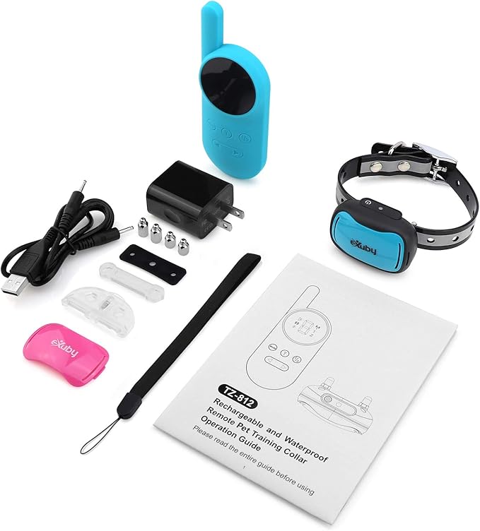 eXuby - Tiny Shock Collar for Small Dogs 5-15lbs - Smallest Collar on The Market - Sound, Vibration, & Shock - 9 Intensity Levels - Pocket-Size Remote - Long Battery Life - Water-Resistant (Teal)