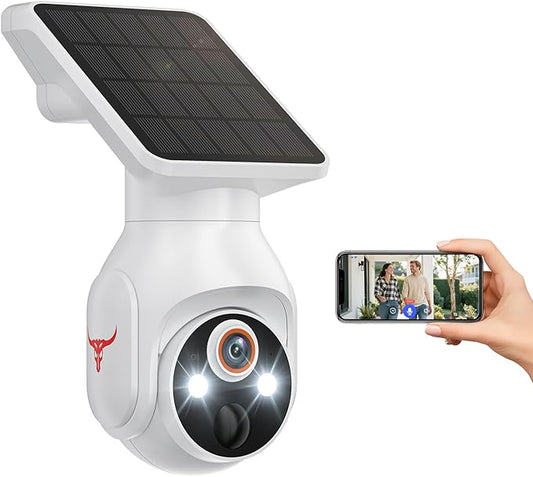 Orbitell 1080p WiFi Outdoor Security Camera with Solar Panel, Battery Powered, AI Motion Detection, Night Vision, Two Way Audio, IP65, Cloud Storage, Human Detection, 2.4GHz Wi-Fi, Pan Tilt Control