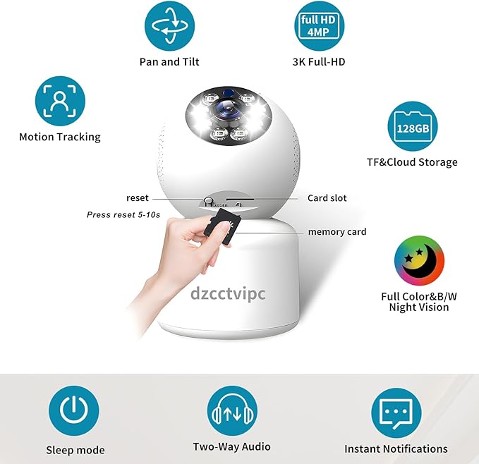 3K Dual-Band WiFi Indoor Camera, Baby Monitor with 24/7 Cloud Recording,AI Motion Tracking & 360° Auto Rotation,Color Night Vision,2-Way Audio,No Blind Spot