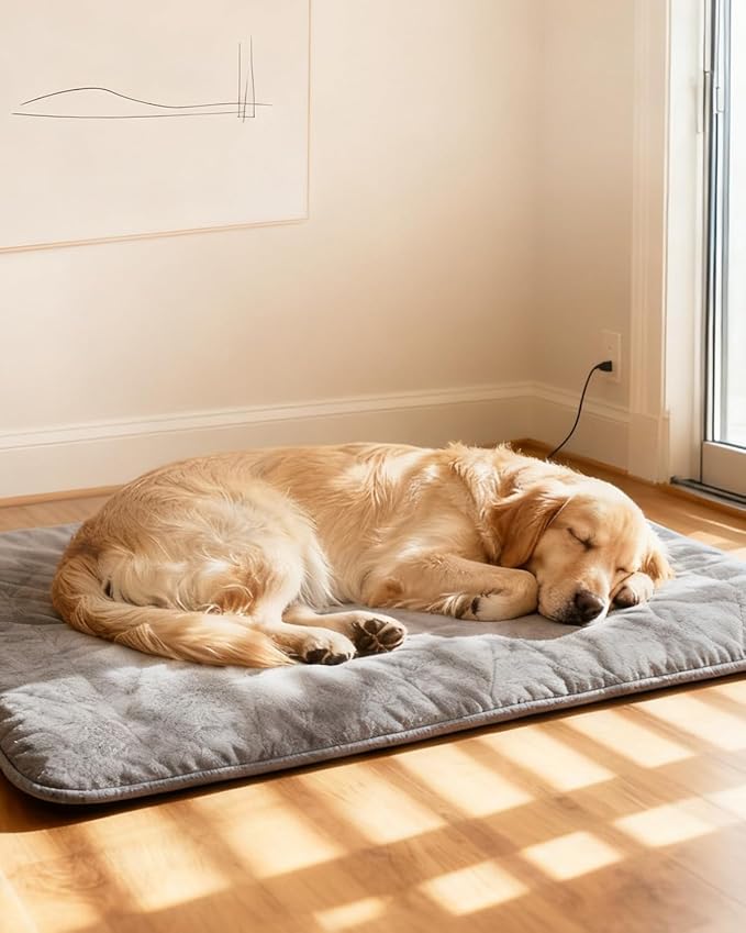 Mora Pets Pet Heating Pad Heated Dog Bed 9 Adjustable Temperature Cat Warming Mat with Timer Auto Power Off Heated Pet Bed 28 Inch for Cats and Dogs Indoor