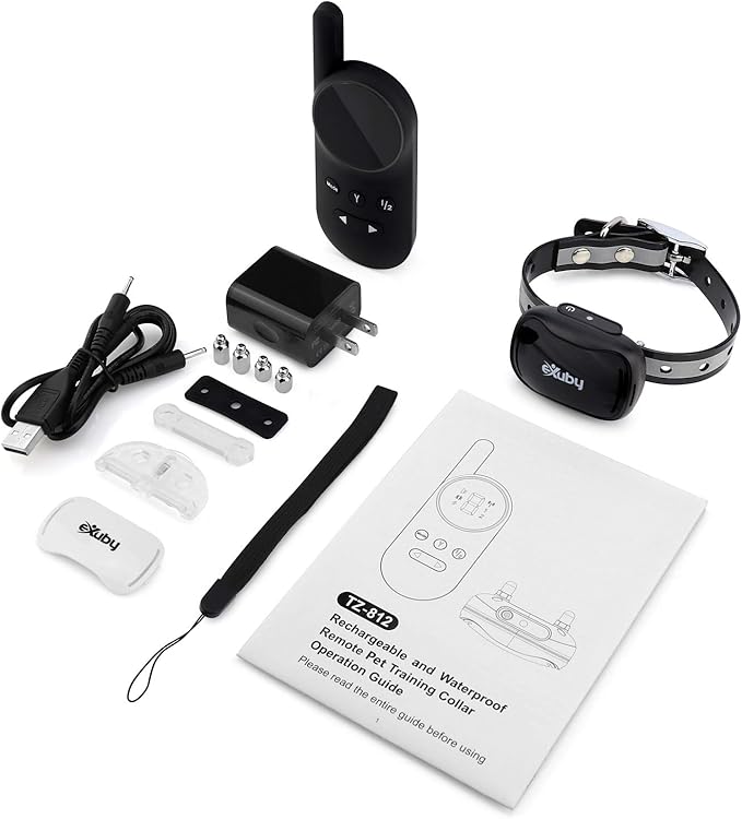 eXuby - Tiny Shock Collar for Small Dogs 5-15lbs - Smallest Collar on The Market - Sound, Vibration, & Shock - 9 Intensity Levels - Pocket-Size Remote - Long Battery Life - Water-Resistant - Black