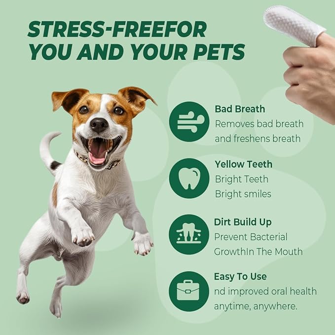 Deep Dental Cleaning Kit for Dogs & Cats – Pet Plaque Removal Powder & 50 Dental Care Wipes – Natural Formula with Probiotics for Fresh Breath & Healthy Teeth (Cleaning Kit, 50ct+45g)