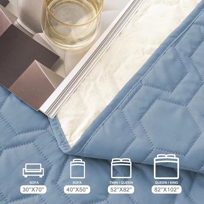 Waterproof and Anti-Slip Dog Bed Cover and Pet Blanket Sofa Pet Bed Mat car Incontinence Mattress Protectors Furniture Couch Cover for Most Cats Dogs, Pets(40x50-Stoneblue)