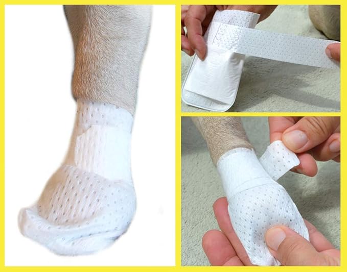 Medimitt Paw Bandages for Dogs, Cats and Pets – Stretchy Medical Booties, First Aid for Paws – Non Slip, Non Adhesive, Breathable, Disposable, Washable, Adjustable Strap, Value Pack (X-Large 20-Pack)